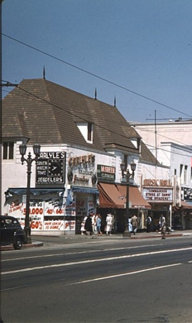 Hollywood Music Hall Theatre exterior around 1948