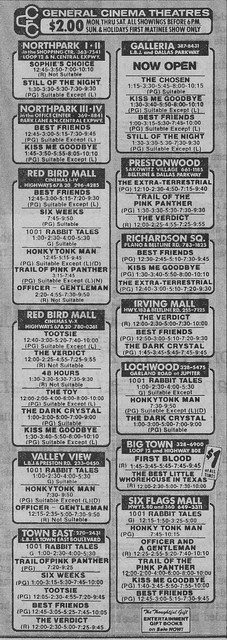 Galleria Theater ad for January 2, 1983