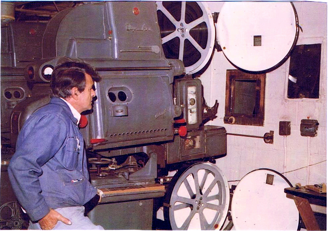 Projection booth at the Circle 25, 1974.