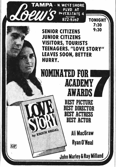 Love Story Continues It's Long Run at Loew's Tampa