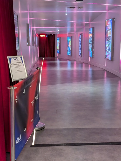 Corridor leading to screens and bar space