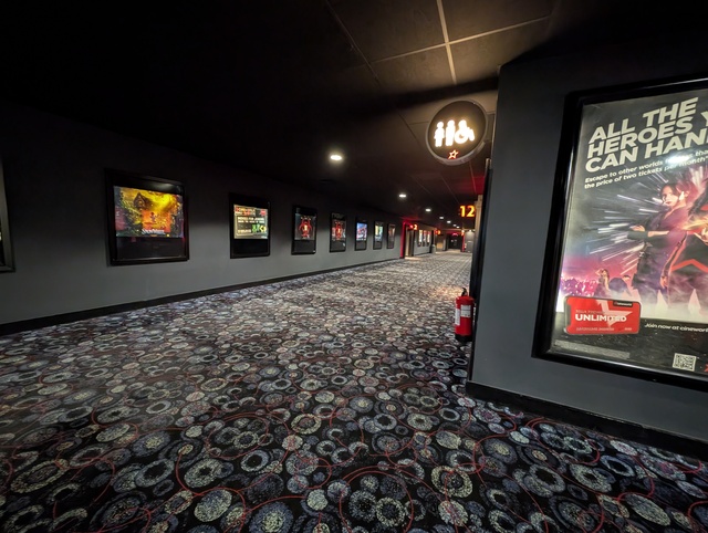 Corridor leading to screens