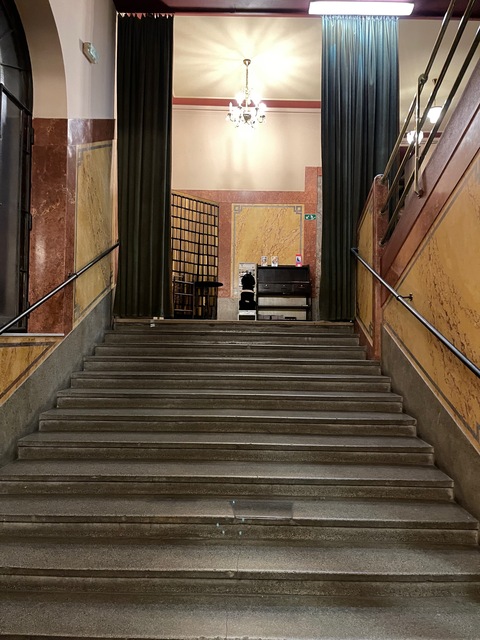 Up the first flight of stairs