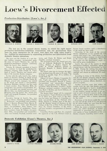 The Mandated Separation of Movie Studios from Movie Theaters