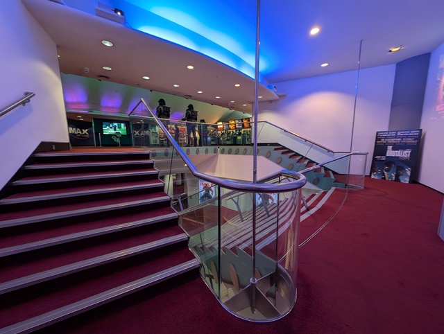 Staircase leading to concessions foyer
