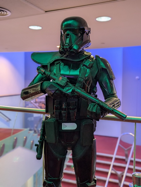 Star Wars Death Trooper figure located in the Concessions foyer