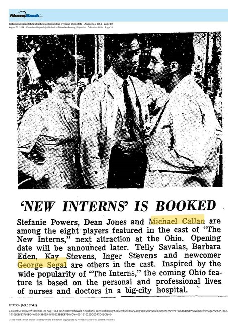 Michael Callan, RIP (1935 - 2022) / George Segal, RIP (1934 - 2021)