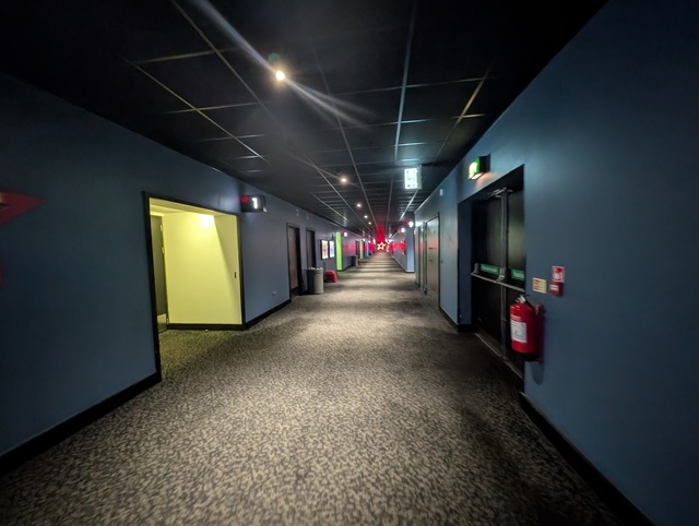 Screen corridor with RGB lighting for each doorway