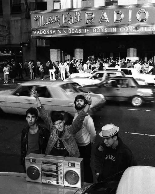 June 1985 photo, original source unknown. Beastie Boys with Rick Rubin.