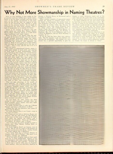 What's Behind the Name of a Theater?