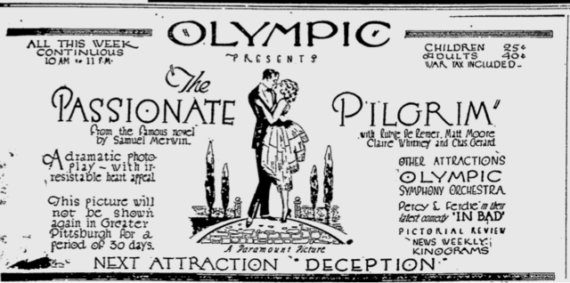 Olympic Theatre ad-1921