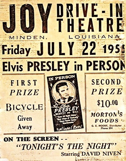Joy Drive-In 1506 Shreveport Road, Minden, LA  - Elvis live performance 1955