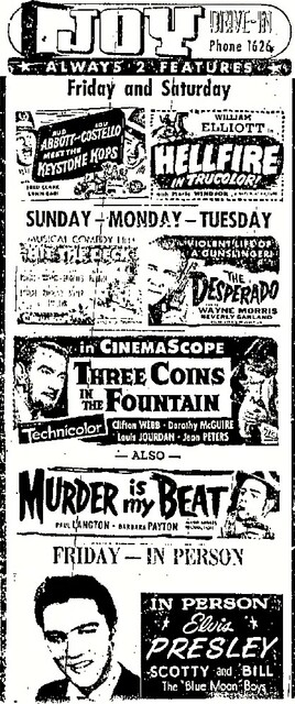 Joy Drive-In 1506 Shreveport Road, Minden, LA - Elvis performing Live July 22, 1955.