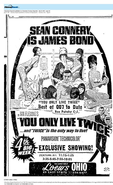 The Third and Last James Bond Film to be First Run at Loew's Ohio