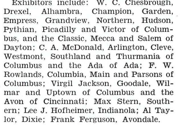 Columbus , Ohio Theater Exhibitors in 1939