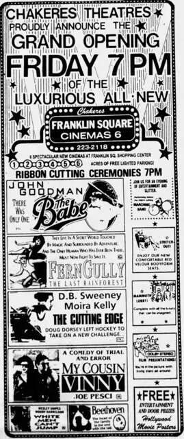 Newspaper Ad For The Grand Opening of Franklin Square Cinemas 6