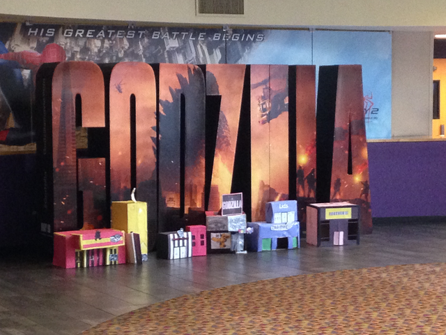 Godzilla standee & mini-town