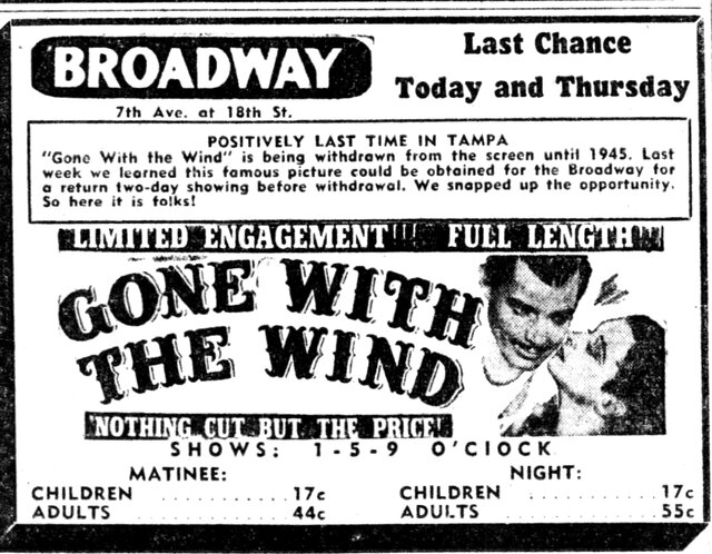 Final Showing of Gone With The Wind for 1943