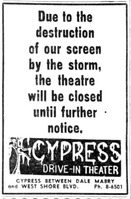 Cypress Drive-in Damaged Screen 