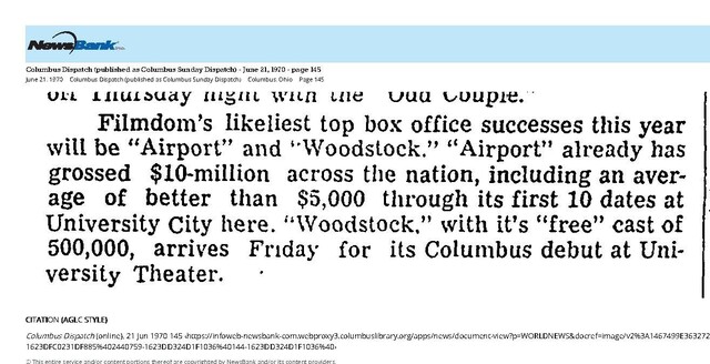 "Woodstock" to debut