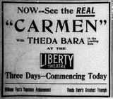 ["1914 advert for Theda Bara in Carmen"]
