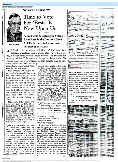 Does (Did) Columbus Need More First-Run Theaters? /Single or Double Features?