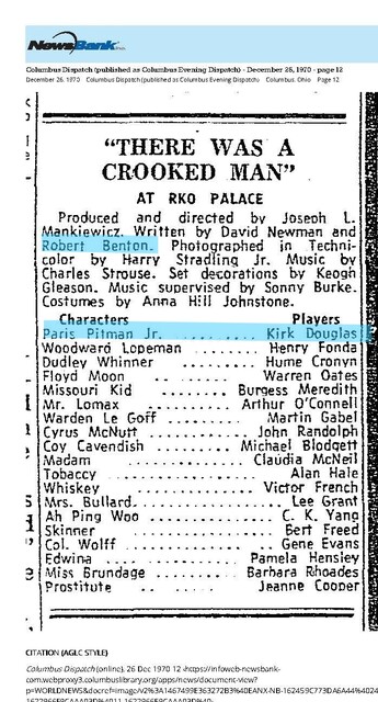 Robert Benton, RIP (1932 - 2025), Kirk Douglas, RIP (1916 - 2020)