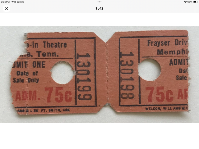 Frayser Drive-In ticket stub