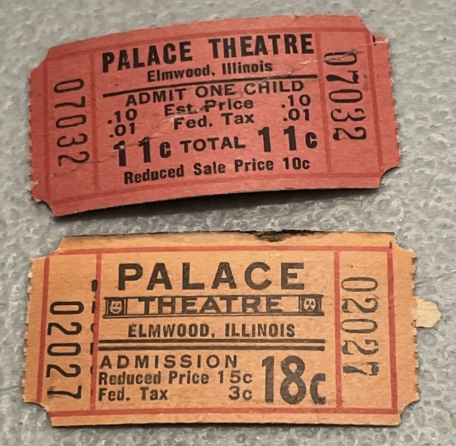 Palace Theatre ticket stubs