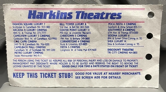 Hawkins Theatre ticket stub