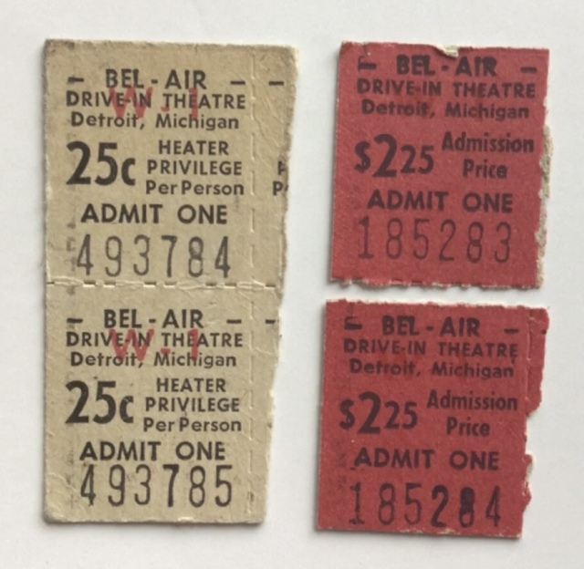 Bel-Air Drive-In ticket stubs