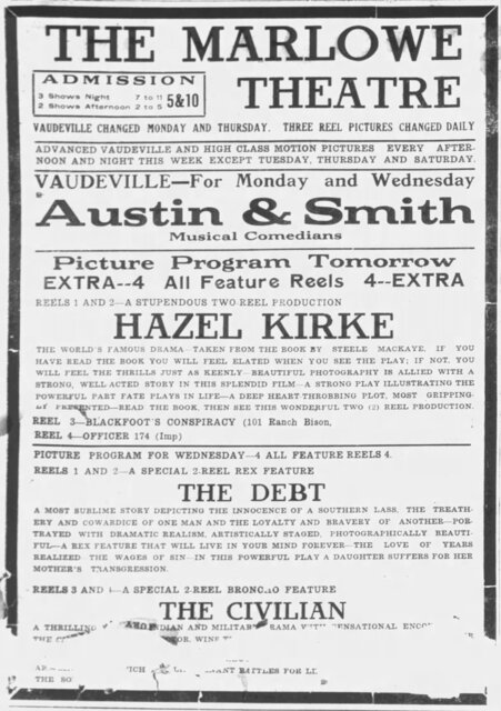January 26, 1913 Newspaper Advertisement