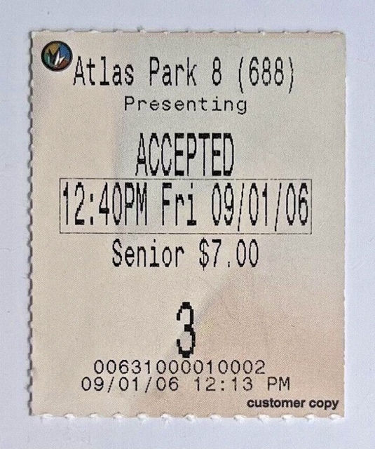 Atlas Park 8 ticket stub