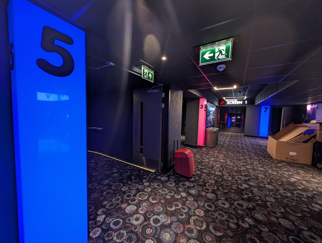 Odd numbered screens corridor