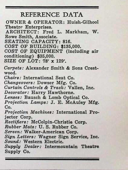 Fred L. Markham, W. Rowe Smith, Associate, Theater Architect (1949)