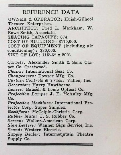 Fred L. Markham, W. Rowe Smith, Associate, Theater Architect (1949)