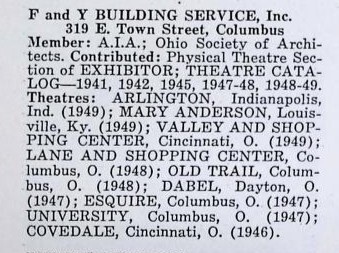 F & Y Building Serv ice, Theatre Division, Theater Architect (1947)
