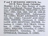 F & Y Building Serv ice, Theatre Division, Theater Architect (1947)