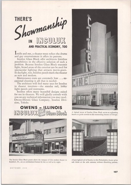 October 1939 INSULUX Glass Block print ad via eBay.