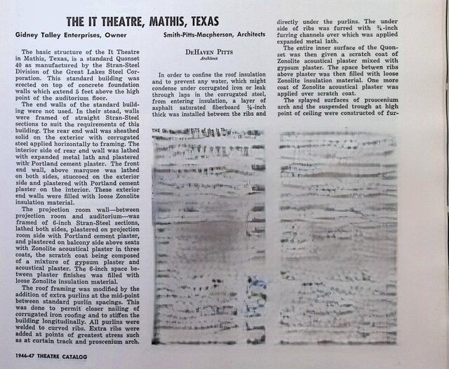 DeHaven Pitts, Theatre Architect (1946)