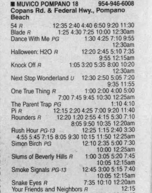 first day of movies 9/18/1998