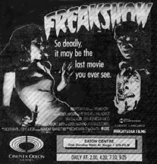 Freakshow (1989) Advert