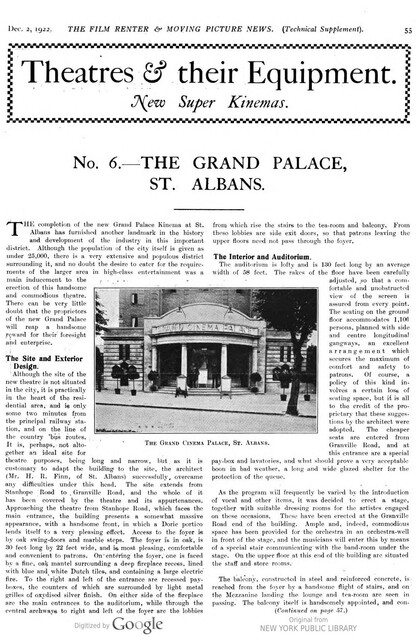 Harry Finn, Theater Architect (1922)