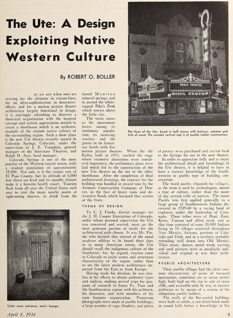 Robert O. Boller, Theater Architect (1936)