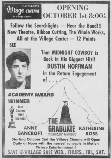 Garfield Theatre reopened as Village Cinema 10-1-1969