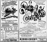 ["OLIVER! 1968 roadshow engagement at the KINGS COURT in Pittsburgh, Pa"]