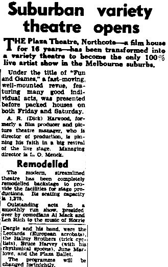 Plaza Cinema 405 High Street, Melbourne, VIC - 1949