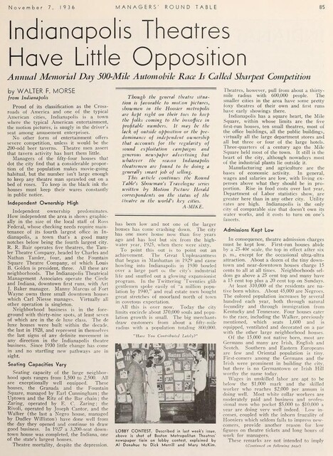 State of the Movie Theater in Indianapolis (1936)