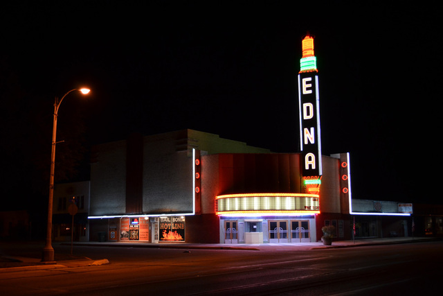 Edna theater with completed neon