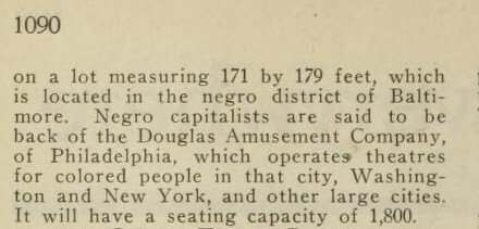 African American Theater / New Theater Plans (1920)